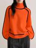 Women's Foreign Fashion Sweater, High Neck Crew Neck Top, Ribbed Knit Pullover for Women