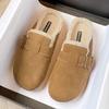 Soft-soled Birkenstocks, Women's Fluffy Head and Half Slippers, and Outer Wear Velvet Home Maternity Cotton Slippers.
