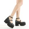Gothic Chunky Platform Shoes Women Buckle Strap Thick High Heels Mary Janes Pumps Girls Black Lolita Cosplay Shoes Size 42 43