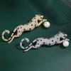 Full Rhinestone Leopard Brooches Gold Silver Leopard Brooch Pins Animal Brooches  Business Suit