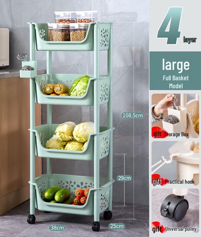 

Nordic Green 4-Tier Kitchen Storage Rack