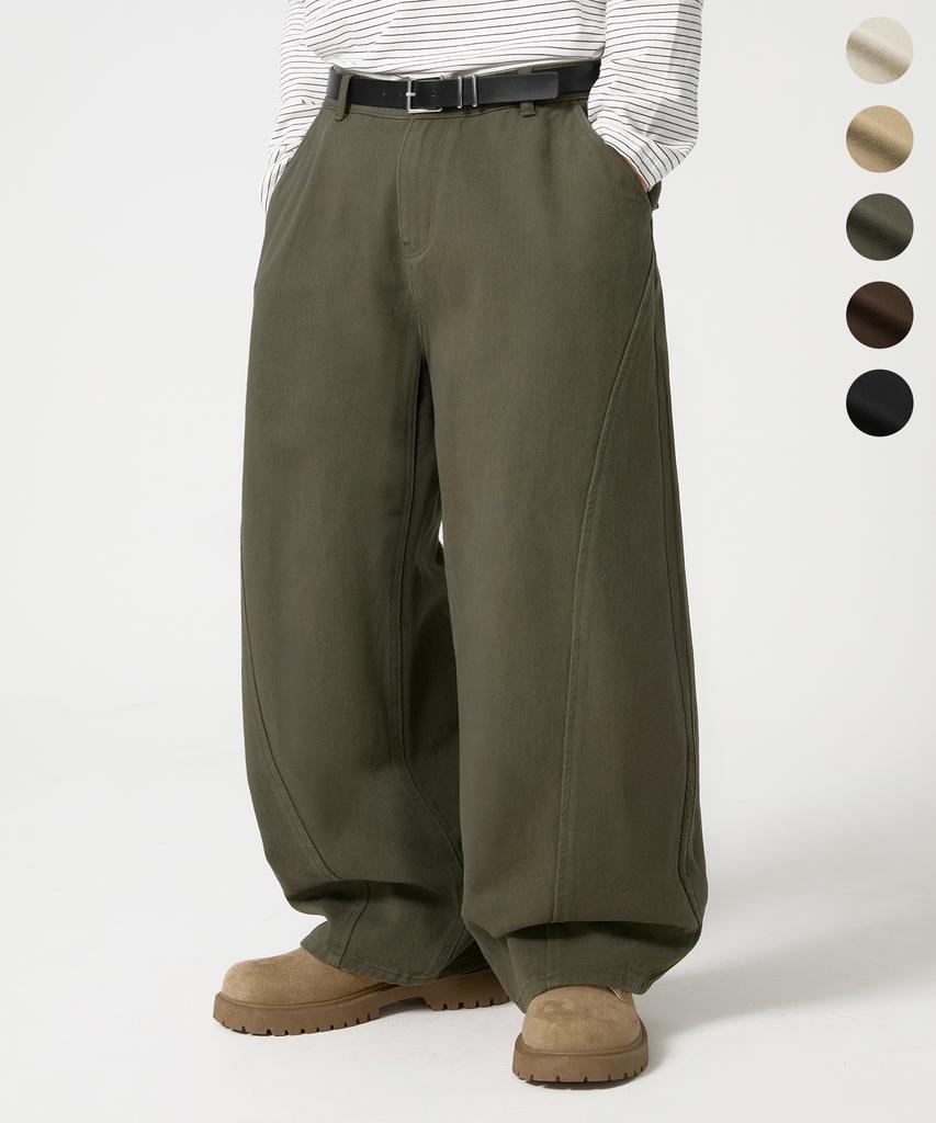 TRILLION [Special Feature] Curved Wide Cut Cotton Pants_5 Colors