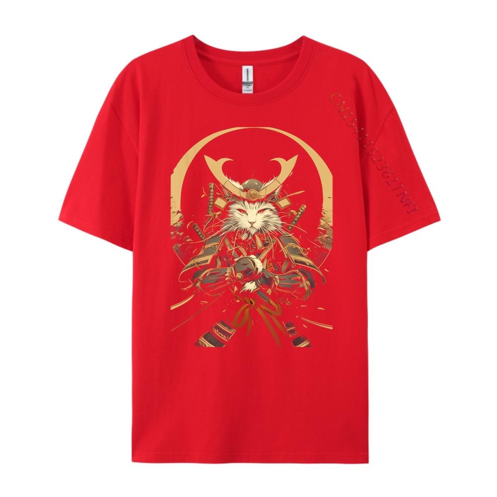 Cat Samurai Ninja Cat Samurai Art Vintage Ukiyo E Harajuku Cotton Comfort Luxury TShirt Party S