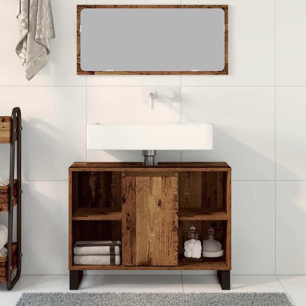 Badezimmer-Waschtischunterschrank, Badezimmer-Aufbewahrungsschrank, 80 x 33 x 60 cm