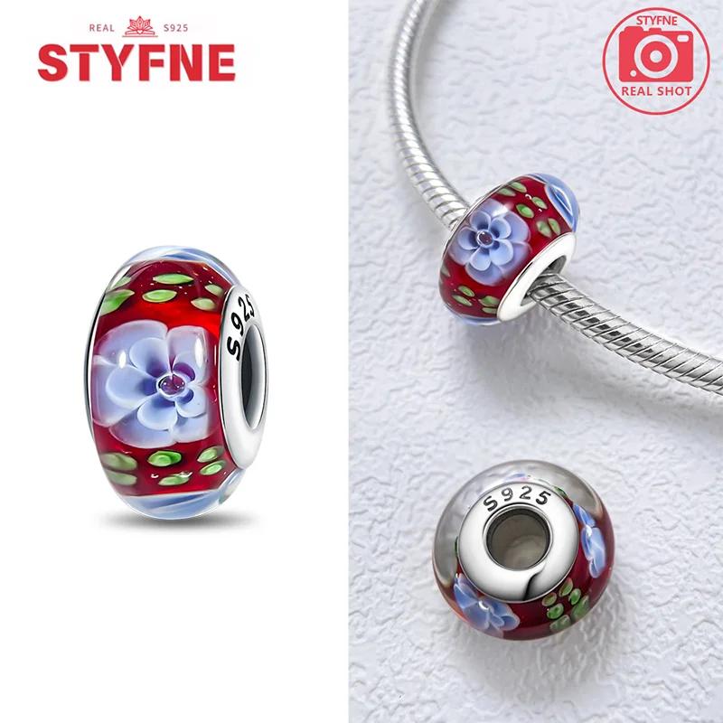 Silver 925 Colorful Flower Series Murano Glass Beads Luxury Charm Fit Bracelet Murano Glass DIY for Women Jewelry Gift