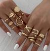IngeSight.Z 14Pcs/Set Hip Hop Punk Irregular Metal Opening Rings Women Vintage Gold Color Knuckle Joint Ring Party Jewelry Gift
