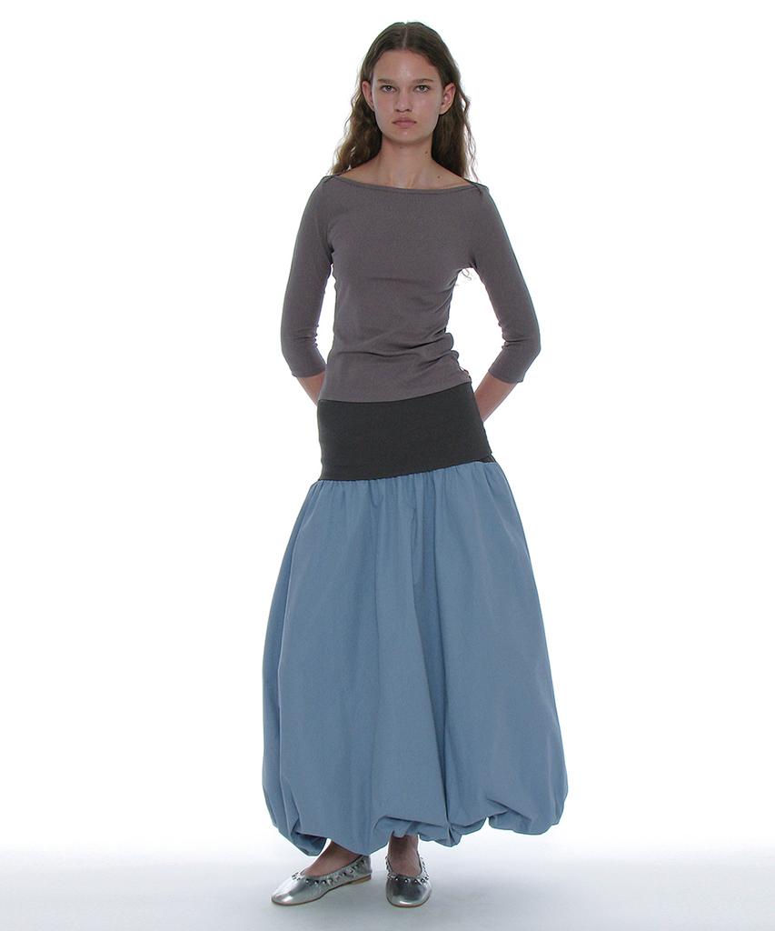 Partimento Woman 2-Way Puff Maxi Skirt_Pastel Blue