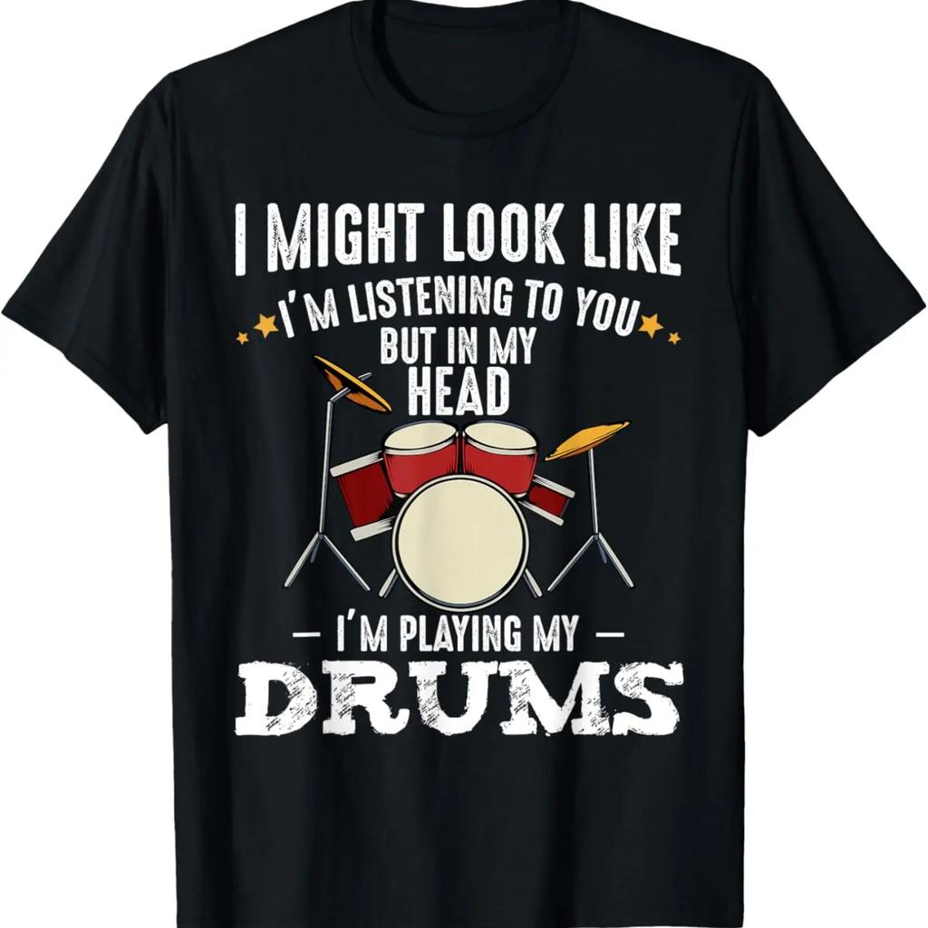 In My Head I'm Playing My Drums Funny Drummer Band Music T-Shirt