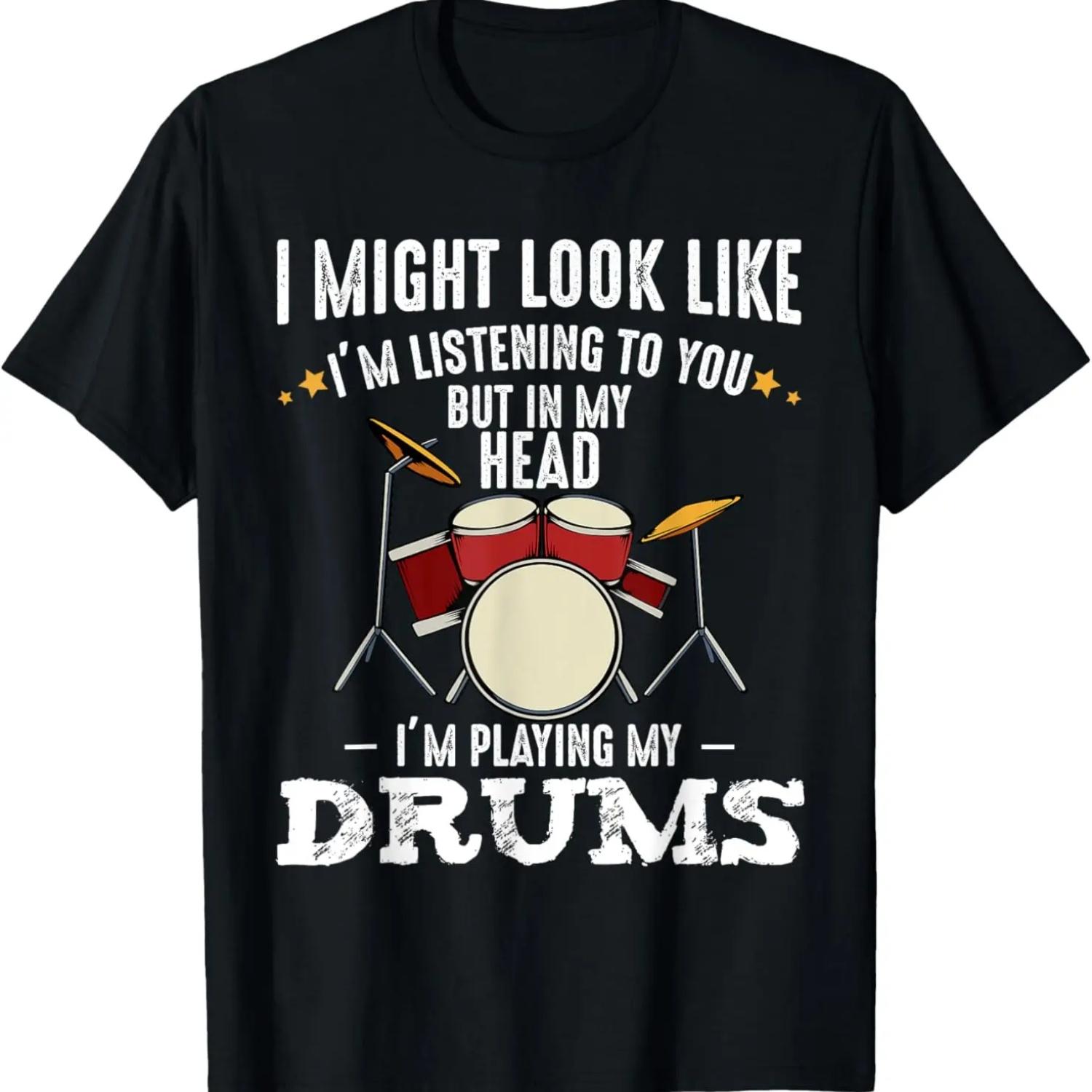 

В моей голове я играю на барабанах Забавная футболка для барабанщика, музыкальной группы XXXXXL чёрный