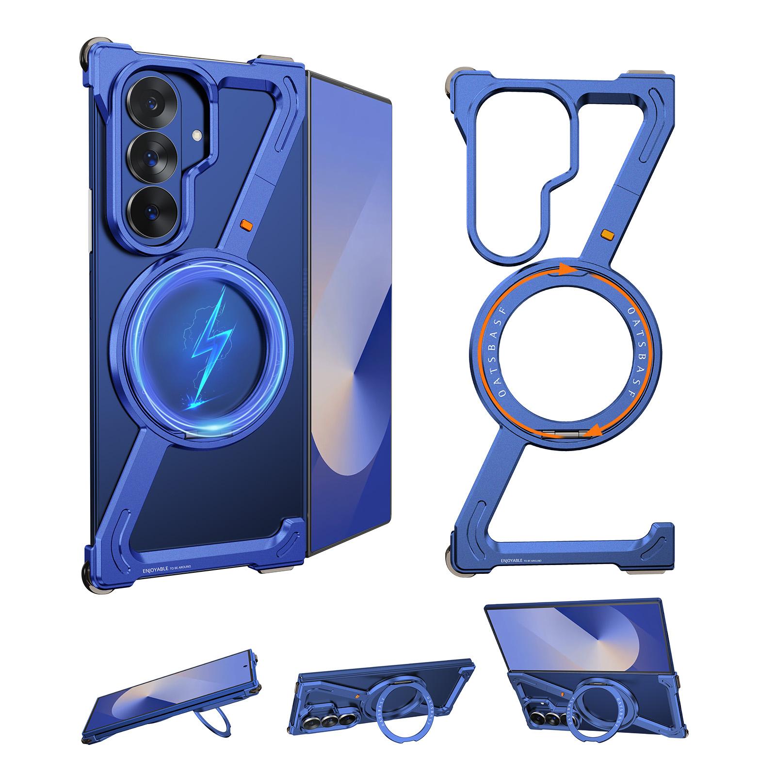 

Oatsbasf Metal Magnetic Phone Case for Samsung Galaxy Z Fold 7 6 5 with Magsafe Ring Stand Frameless Bumper Protective Cover Galaxy Z Fold5