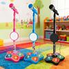 Kids Microphone Toy with Stand Toddlers Boys Girls Battery Powered Karaoke Machine with LED Light Music Children Standing Mic Singing Musical Toy