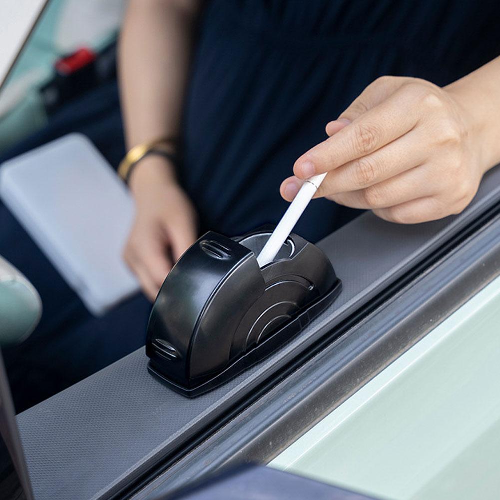 Car Ashtray Door Mounted Smokeless Ash Tray With Lid Portable Auto Truck Trash Bin Garbage Can Stainless Steel Liner Accessory