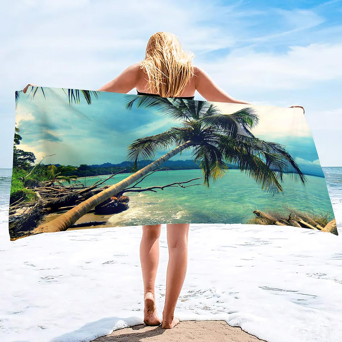 

Extra Large Coconut Tree Beach Towel Sand Free Extra Large Cool Beach Towel for Women,Quick Dry Highly Absorbent Beach Towel W30*H60(CM)