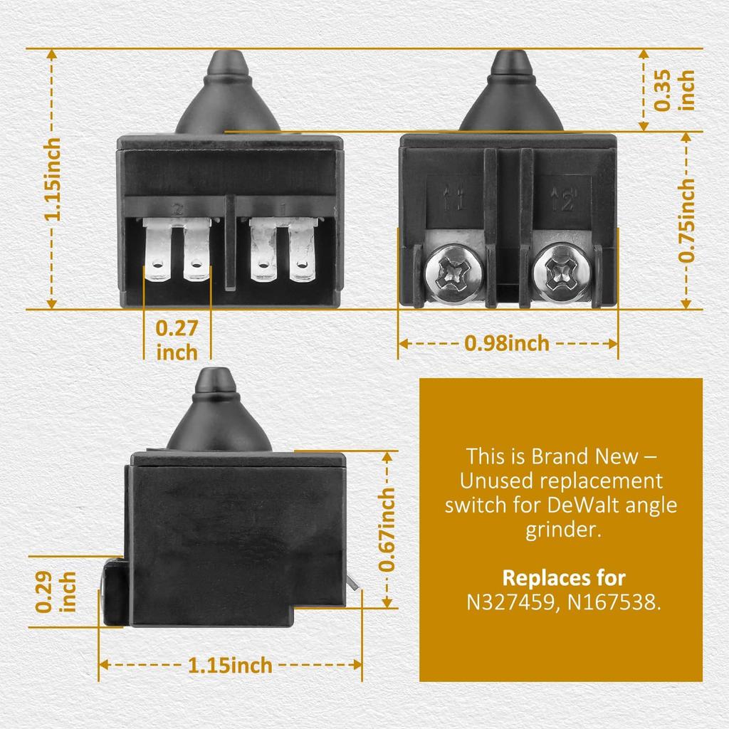 Replacement Switch for DeWalt Angle Grinder Replaces for N327459 N167538 Fits for DWE4011 DWE4120 DWE4120N DWE4214 DWE4224 CMEG200 DWE4020-B2