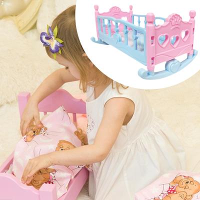 Doll Crib,Pretend Play,Role Play,Creative,Educational for Kids Girls Gift Bed Rocking Cradle