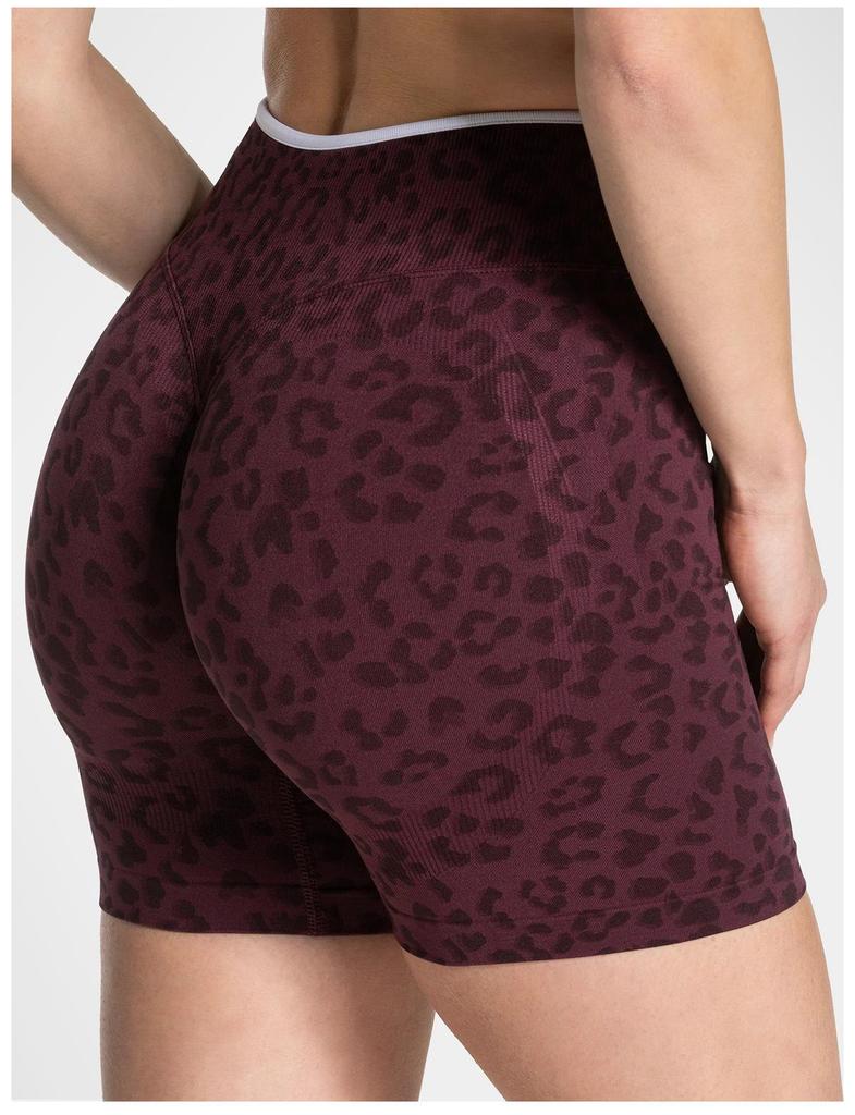 Leopard Print High-Waisted Seamless Yoga Shorts - Women's Fitness & Tummy Control Running Shorts