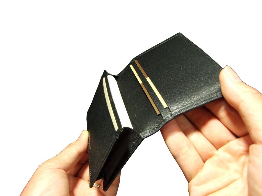 Porter CURENTA Husa pentru carduri Suport pentru carduri de vizita din piele in relief (NegruBLK)