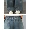 DIMANAF 2026 Summer New Plus Size Women Jeans Elastic Waist Long Pants Beading Loose Casual Denim Cotton Trousers Fashion Lady