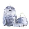 Dreiteiliges Rucksack-Set Nylon Grundschüler Tie-Dye Schultasche Damen Rucksack mit großem Fassungsvermögen mit Lunchtasche