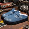 Thick Bottom Half Shoes For Men Mules Denim Platform Closed Toe Sandals Slip On Backless Loafers Slipper Semi-Drag Casual Shoes