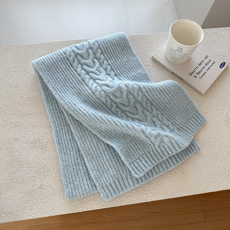 Knitted Fried Dough Twists Scarf for Female and Male Thick Warm Shawl for Student Lovers