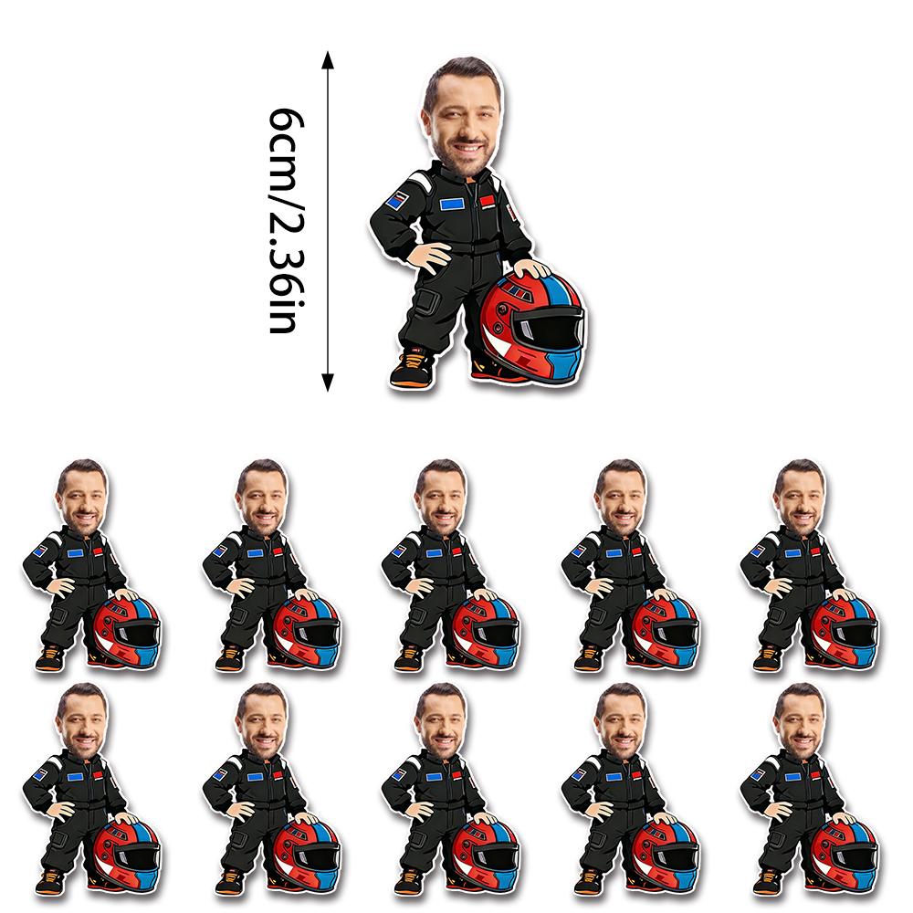 Personalized facial racing driver stickers, suitable for decorating car themed and racing driver themed parties 20pcs