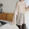 2024 Spring and Autumn New Lazy Wind Loose Long Sleeve Fashion Hollowed-out Slit Knitted Blouse