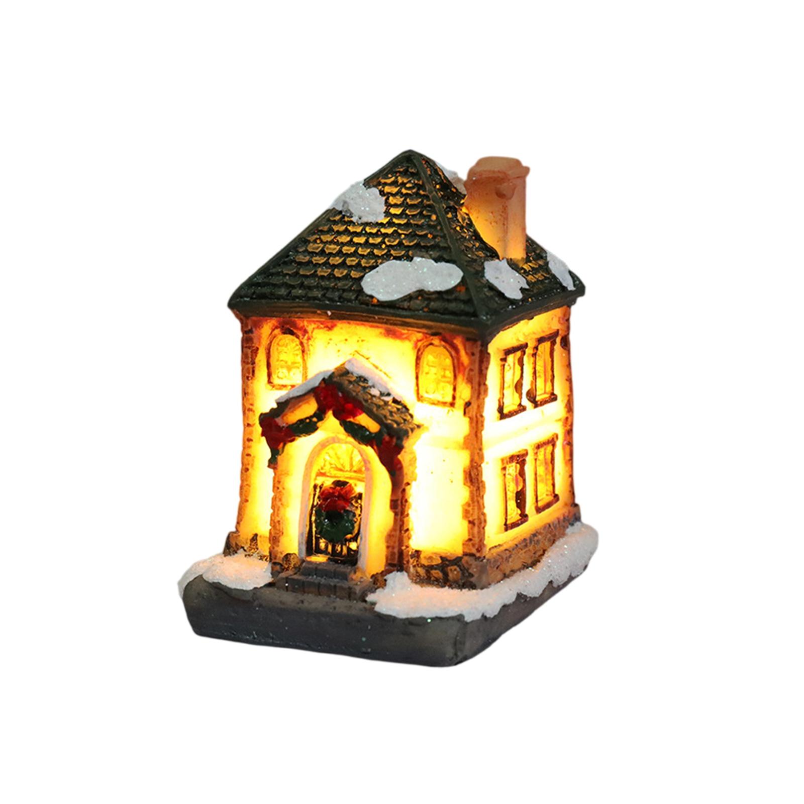

LED Light DIY Resin Small House Battery Operate Christmas Ornamnet for Home Xmas New Year Decor Christmas Village Houses 2025 One Size