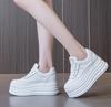 Fashion 8CM Fashion Platform Sneakers Women Spring Autumn Comfort Round Toe Lace-up Thick Bottom Black White Casual Sport Shoes