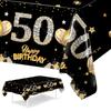 Black Birthday Plastic Tablecloth 18 30 40 50 60 Year Birthday Party Decor Kids Women Birthday Party Supplies Favors Anniversary