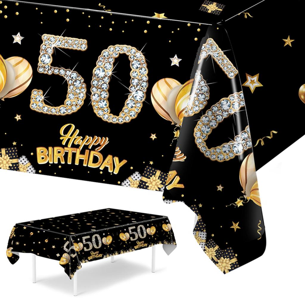 Black Birthday Plastic Tablecloth 18 30 40 50 60 Year Birthday Party Decor Kids Women Birthday Party Supplies Favors Anniversary