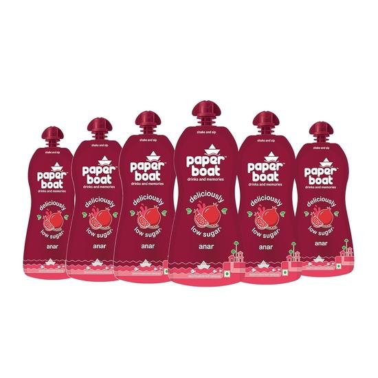 

Paper Boat Anar Fruit Juice, Deliciously Low Sugar Drink, No Added Preservatives and Colours 200ml (Pack of 6) 1200ML