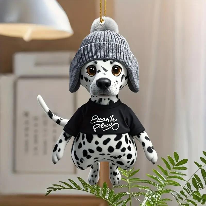 Acrylic Interior Vehicle Flat Surface Pendant Dalmatian Hat Design Clothing
