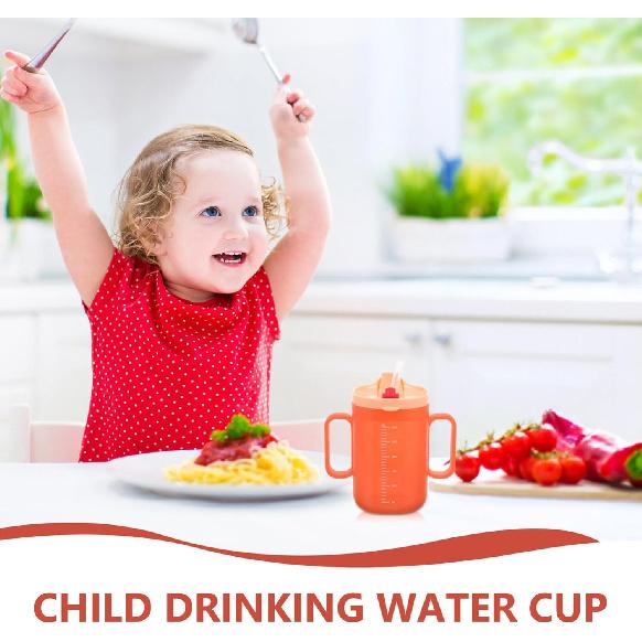 Alasum Adult Sippy Cup Independence 2-Handle 300ML Plastic Mug Drinking Cup with Straw Lid Handicap Cups for Limited Mobility Handicapped Accessories