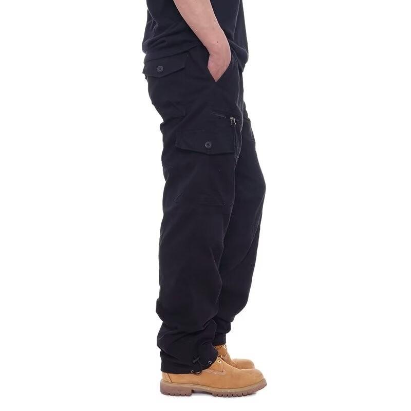 Men's Loose Fit Multi-Pocket Camouflage Cargo Pants - Wear-Resistant, All-Cotton, Casual Spring/Autumn Trend.