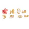 SHIXIN 8 Pcs Trendy Pink Flower Stackable Rings Set Women Exquisite Acrylic Drill Knuckle Joint Ring Y2K Aesthetic Jewelry Gift