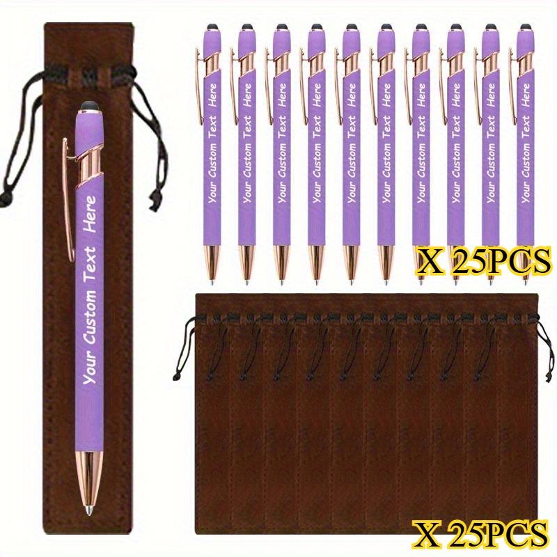 25Sets Customizable Ballpoint Pens Luxury Soft Touch round Writing Tools with Brown Cases - Includes 25 Pens And 25 Brown Bags