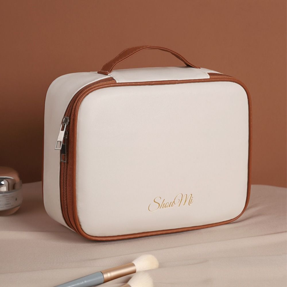 Square Detachable Makeup Bag PU Leather Waterproof Makeup Bag Storage Bag Zipper Compartmentalized Storage Cosmetic Bag