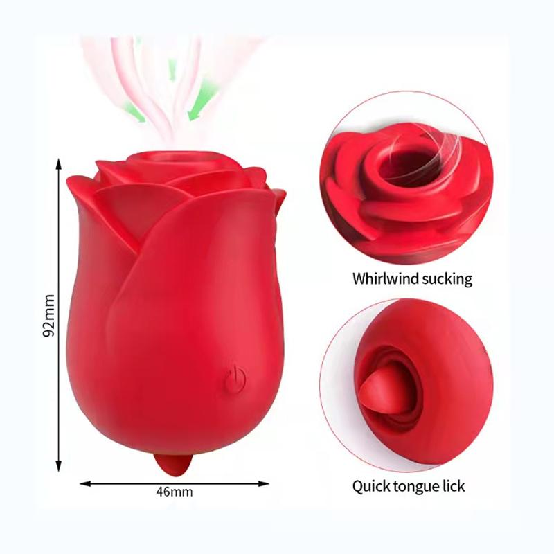 Rose Tongue Licking Vibrator Clitoris Massager Female Masturbation Device with Nipple Sucker Adult Sex Toy