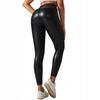 Leggings Modisch Hohe Taille Formend Öko-Leder Elastisch Push-up Schwarz S