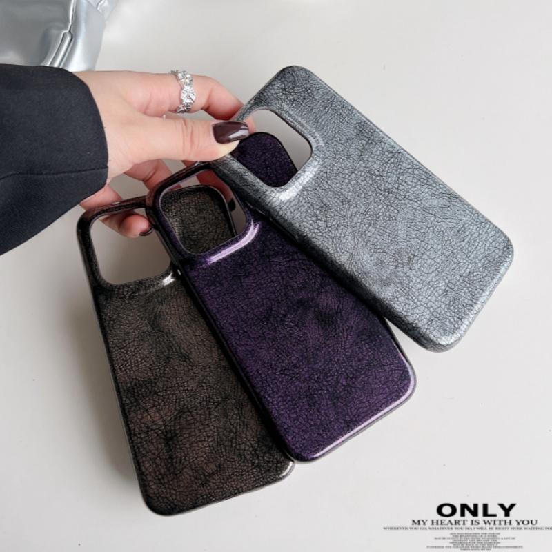 Glossy Leather Texture Bumper Phone Case For iPhone 16 Plus 15 14 13 12 11 Pro Max Armor Shockproof Protection Smooth Hard Cover