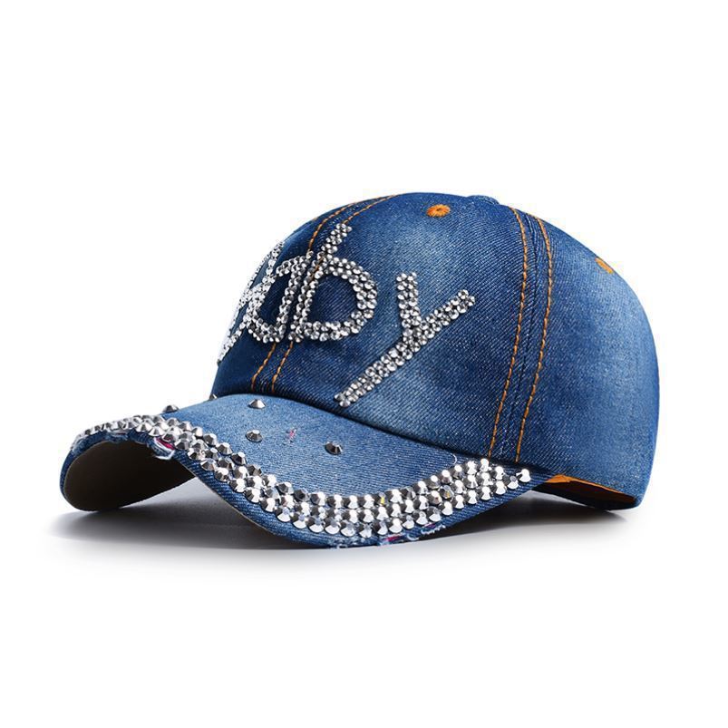 Hat Cowgirl Rhinestone Baseball Cap Spring Summer Sun Hat Casual Alphabet Rhinestone Cap Sun Hat
