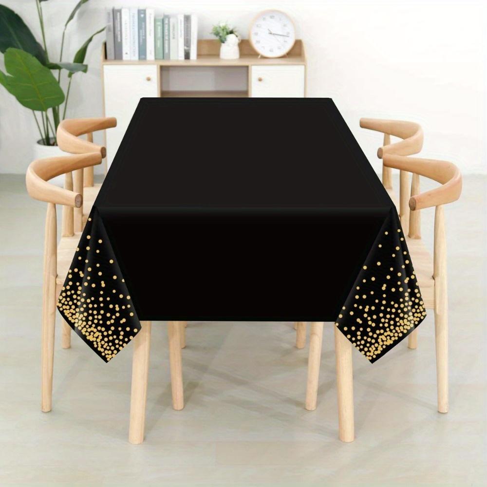 1PC Tovaglie Bianche Usa E Getta 137x274 Cm Tovaglie Rettangolari Impermeabili Con Punti Dorati Per Decorazioni Per Feste Di Compleanno, Matrimoni