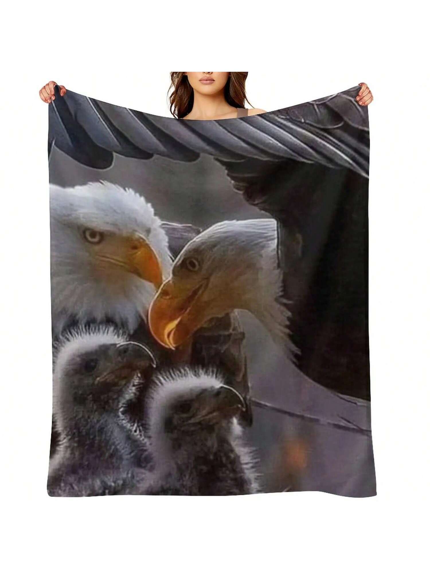 Majestic American Bald Eagle Family Throw Blanket Travel  Moving Blankets 75X95CM