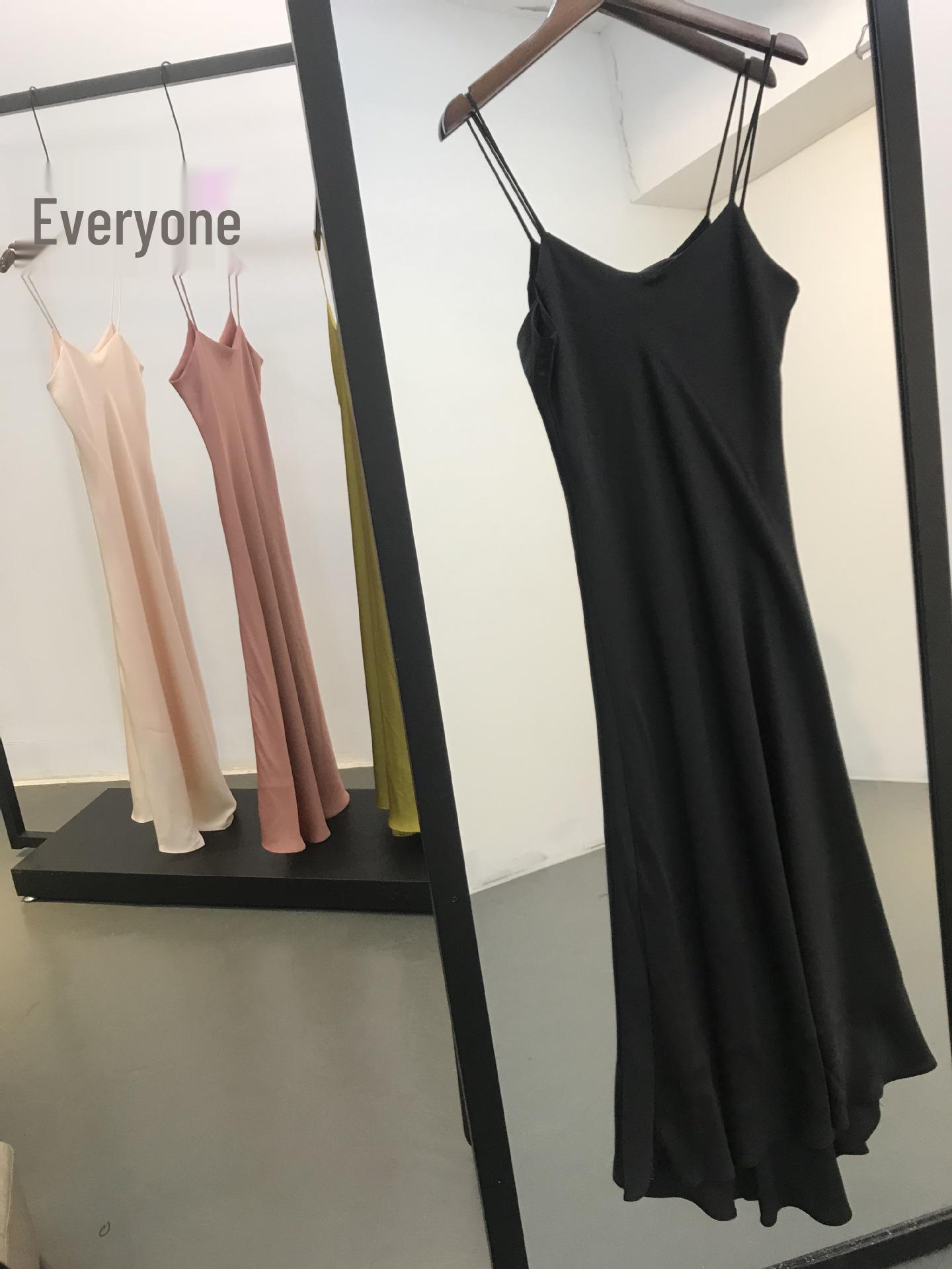 

2020 Весна/Лето Знаменитости Сексуальное Атласное Платье-Комбинация - Корейский Стиль Slim Fit Large чёрный