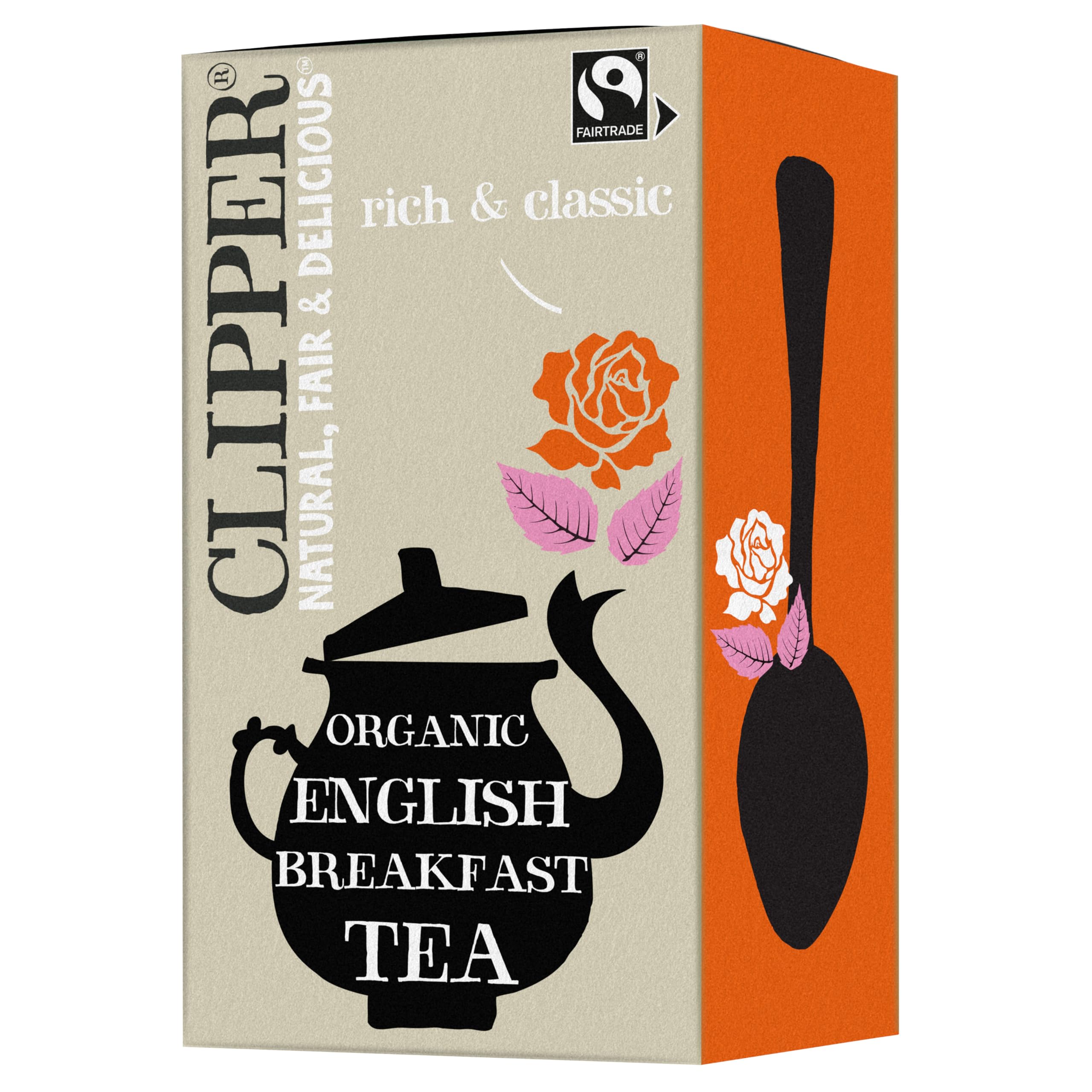 Clipper Tea Organic English 20 Tea Premium Individually Wrapped Breakfast, Bags, Fairtrade, British, Natural, Tea,