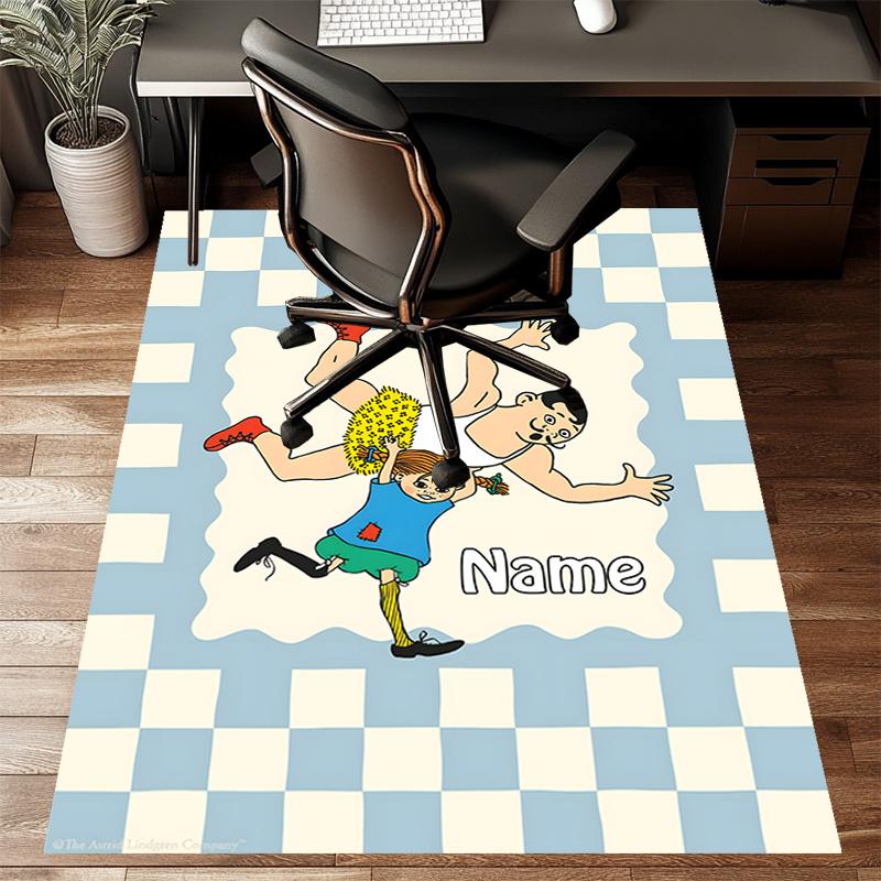 Custom Pippi Longstocking Mat Personalized Name, Polyester Washable Indoor Entryway Rug, Gift for Christmas, Easter, Thanksgiving Day