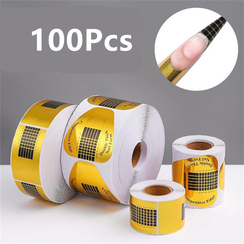 

100Pcs French Nail Form Tips Acrylic UV Gel Extension Curl Form Nail Gel Sticker Art Guide Mold Acrylic Manicure Tool