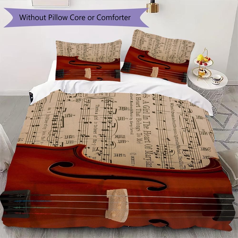 

1PC Musical elements Bedding Quilt Set Quilt Cover Pillowcase Home Decoration Birthday Gift (1 * duvet cover + 2 * pillowcase, without core)A17 135x200cm