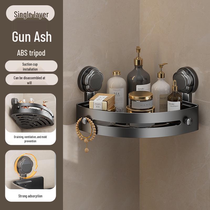Punch-Free Suction Cup Triangle Bathroom Storage Rack